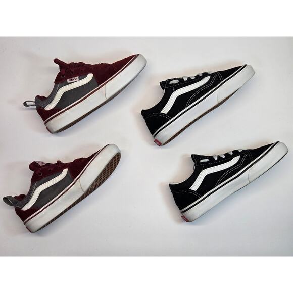2 Pair Lot Vans Old Skool Low Top Unisex Skateboard Shoes Sz. 2Y & 1.5Y | Bundle - Picture 1 of 8